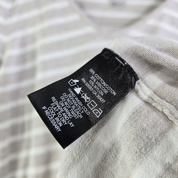 Nic + Zoe Top Womens XL Tan Black Beige Striped V Neck Long Sleeve Shirt Cotton - Picture 8 of 10